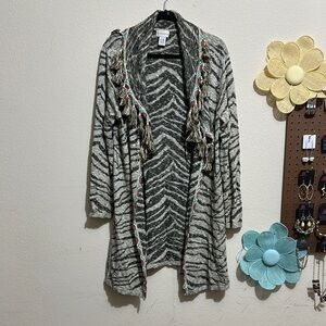 Soft Surroundings Black‎ and Gray Knit Cardigan